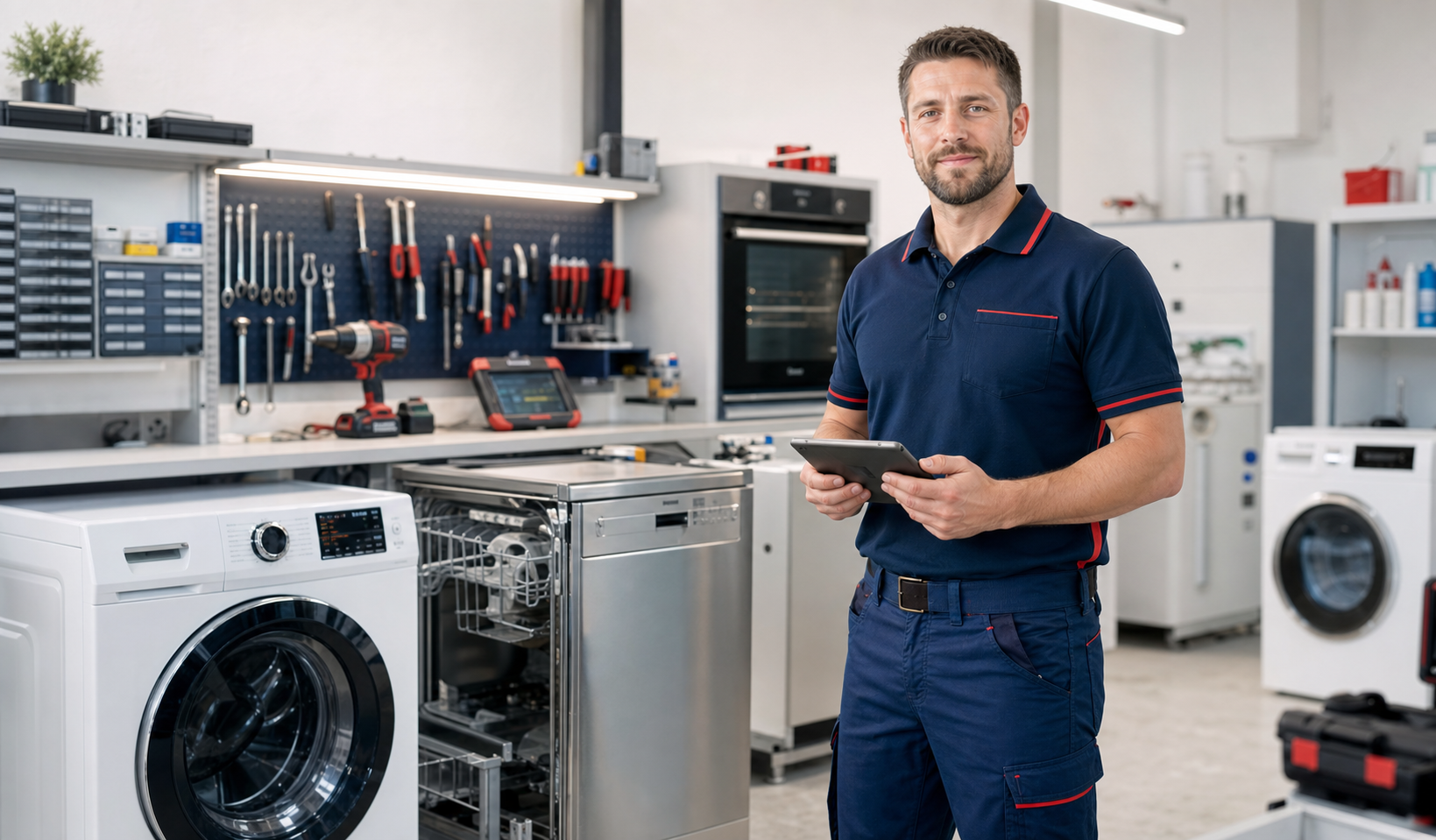 Repair24 Servicetechniker in moderner Haushaltsgeräte-Werkstatt